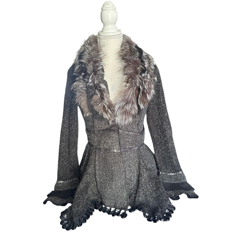 Dolce Cabo Y2K jacket with Raccoon Fur Trim Medium